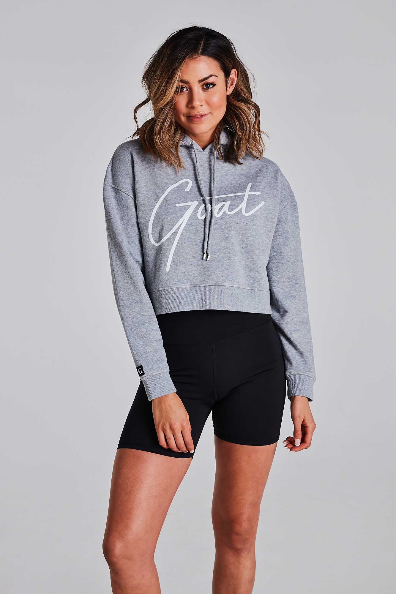 Grey GOAT Signature Crop Hoodie - Be Activewear