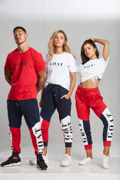 RED TRI-PANEL TRACK PANTS (UNISEX) - Be Activewear