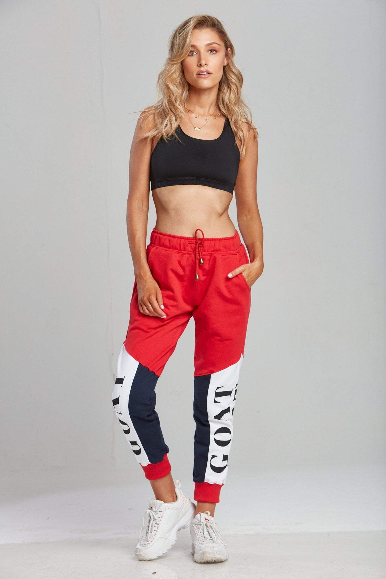 RED TRI-PANEL TRACK PANTS (UNISEX) - Be Activewear