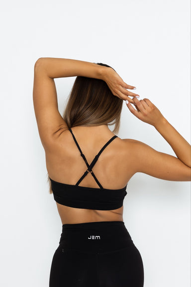 F.LUX activewear V back sports bra medium support- black –