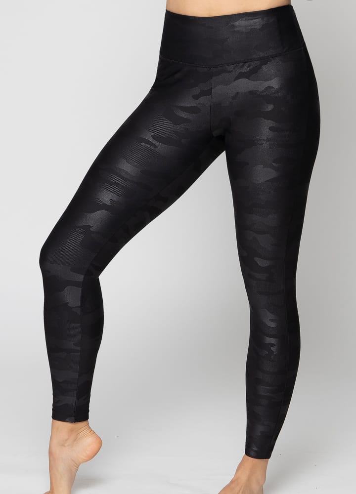 Spanx Women's Faux Leather Camo Legging in Matte Black Camo Size XS