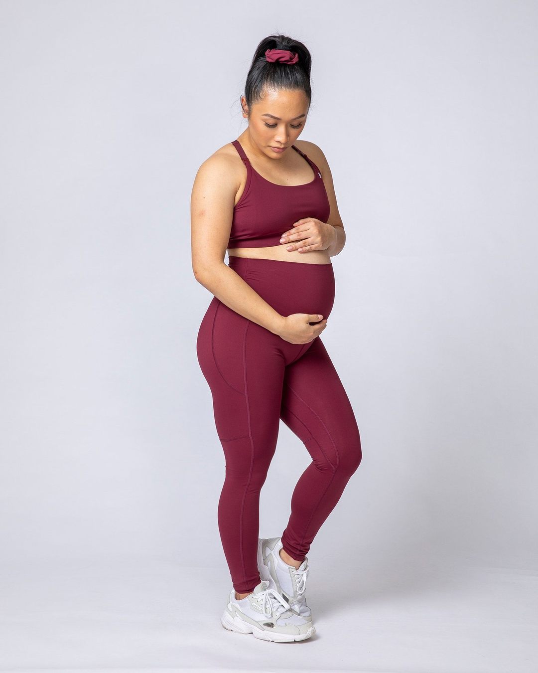 musclenation maternity superior squat pocket leggings wine