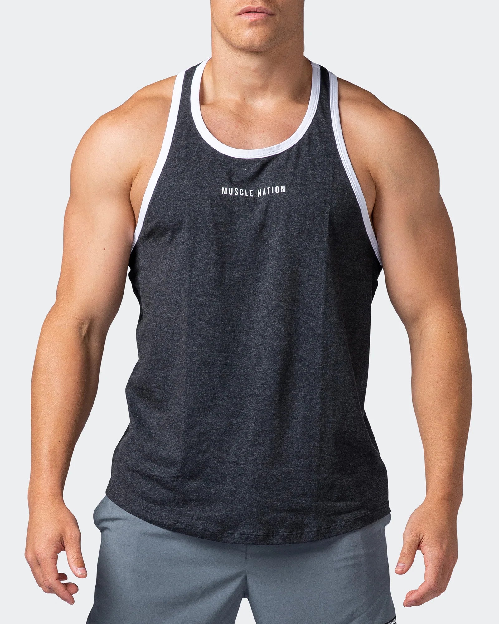 musclenation Striker Y Back Singlet - Black Marl