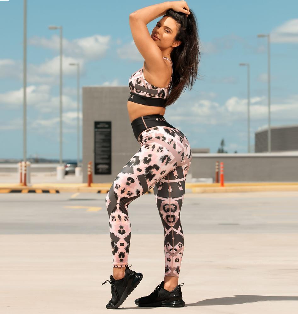 Paradox Activewear Crop Tops Painted Diamond Animal Print Sports Bra