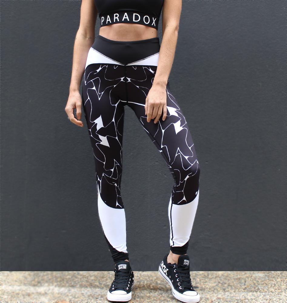 Mono Print Paneled Tights - Be Activewear