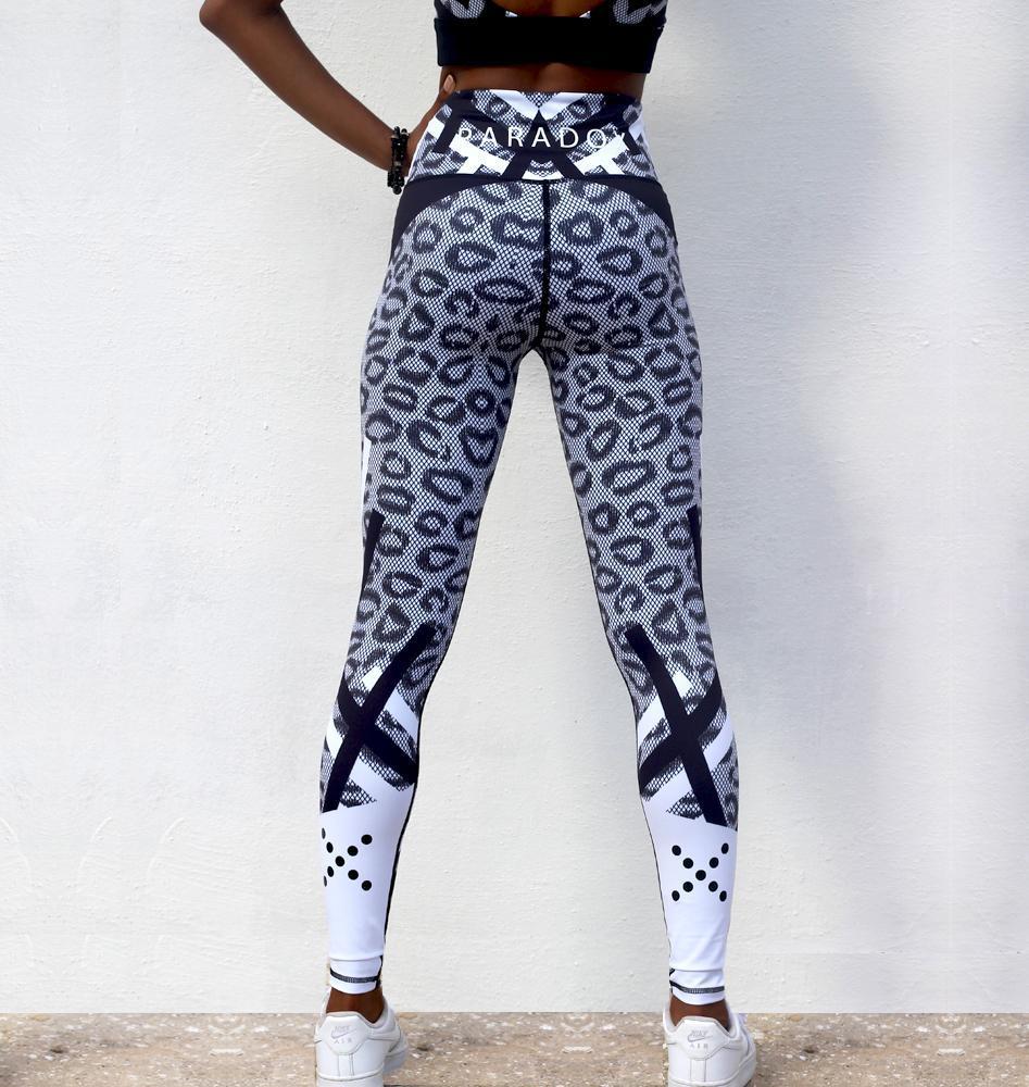 Mesh Look Leopard Print Tights - Be Activewear